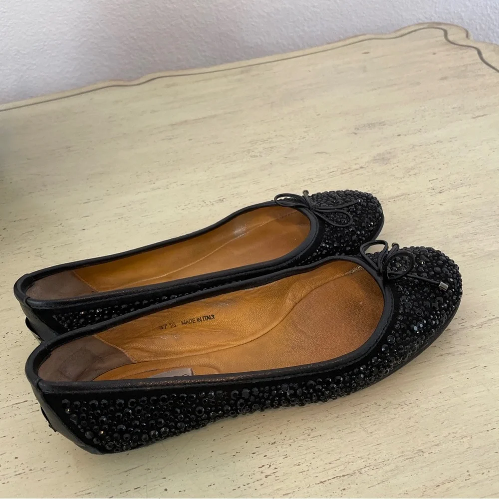 Jimmy Choo Weber Crystal Flats Rhinestone Jeweled Ballet Flat Shoes Size 37 1/2 - Picture 5 of 8